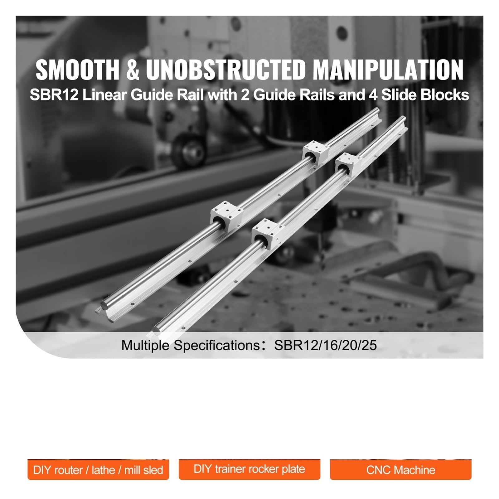 Kit de rails guidage linéaire, 2PCS SBR12/SBR16/SBR20/SBR25