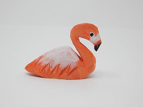 Miniatura 5 de Estatua de madera tallada a mano de flamenco rosa, estatua para decoración del hogar, pequeña escultura de jardín de césped y patio