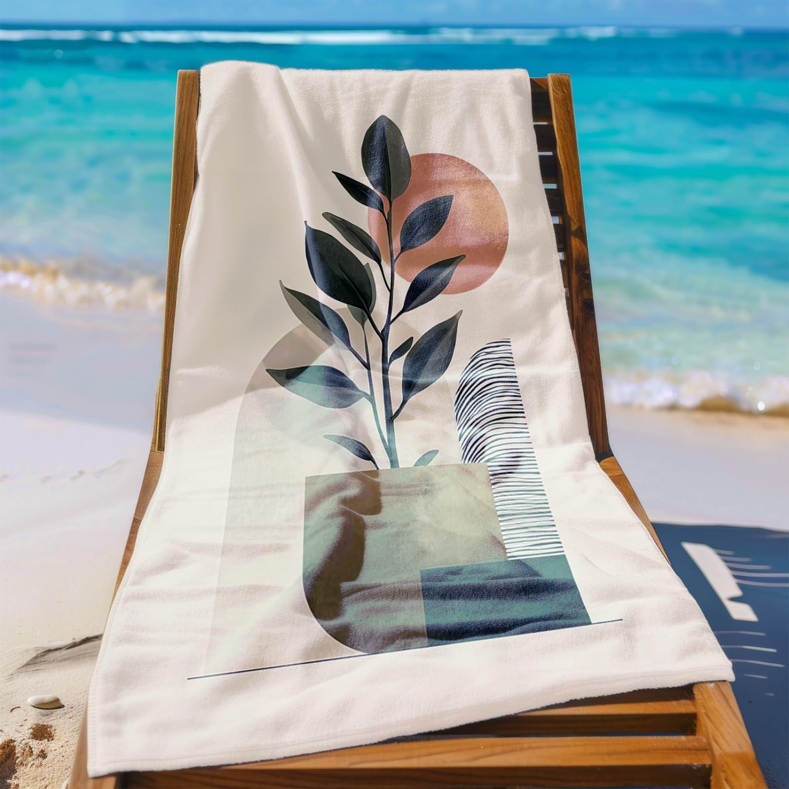 Générique Serviette de Plage XXL Modèle Vert Orange Profond | Grande Taille Serviette de Plage et Douche Avec Elastique Microfibre Absorbante et Légère Sport Séchage Rapide