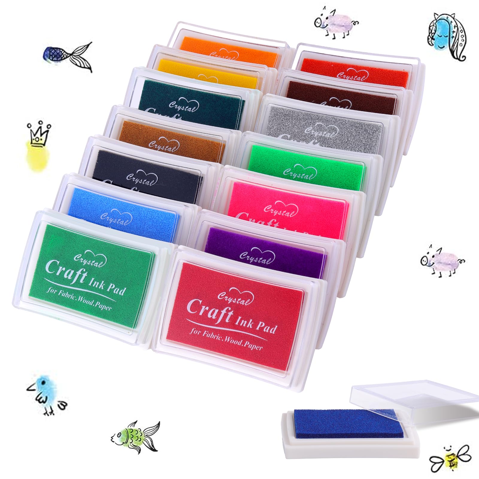 15 Colors Ink Pads for Stamping Washable DIY Fingerprint Ink Pad for Crafting Card Making Scrapbooks