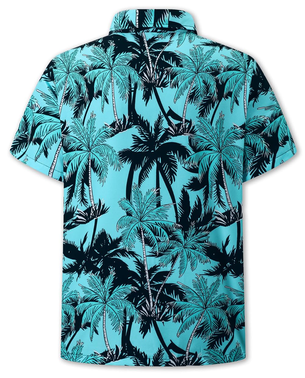 Cromoncent Camicia hawaiana da uomo e ragazzo a maniche corte con colletto cubano tropicale per vacanze estive da spiaggia, Cocco Turchese, 4XL
