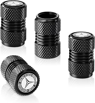Tire Valve Stem Cap Cover for Mercedes-Benz CLA CLS AMG GLC GLE GLS Accessories Belt O-Ring Seal Corrosion Resistant Tire Valve Stem Air Cap 4 Pack Black