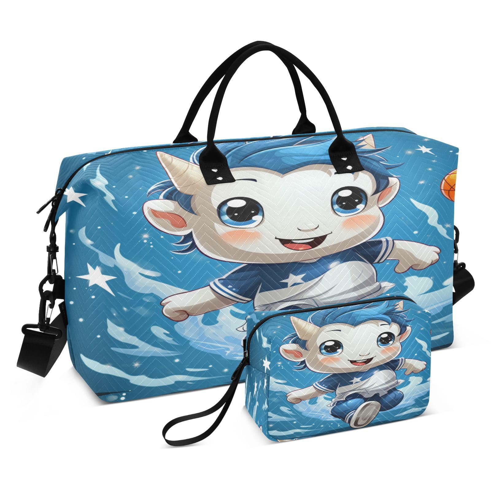 Sea Cartoon Unicorn Sports Swim Gym Bag Weekender Duffel Travel Bags Handbag with Makeup Storage Bag for Girls Men