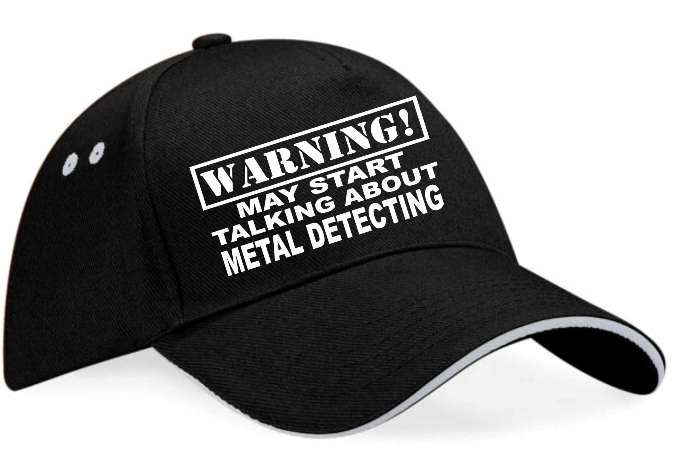 Print4U Warning May Talk About Metal Detecting Baseball Cap Hobby Men & Ladies Black