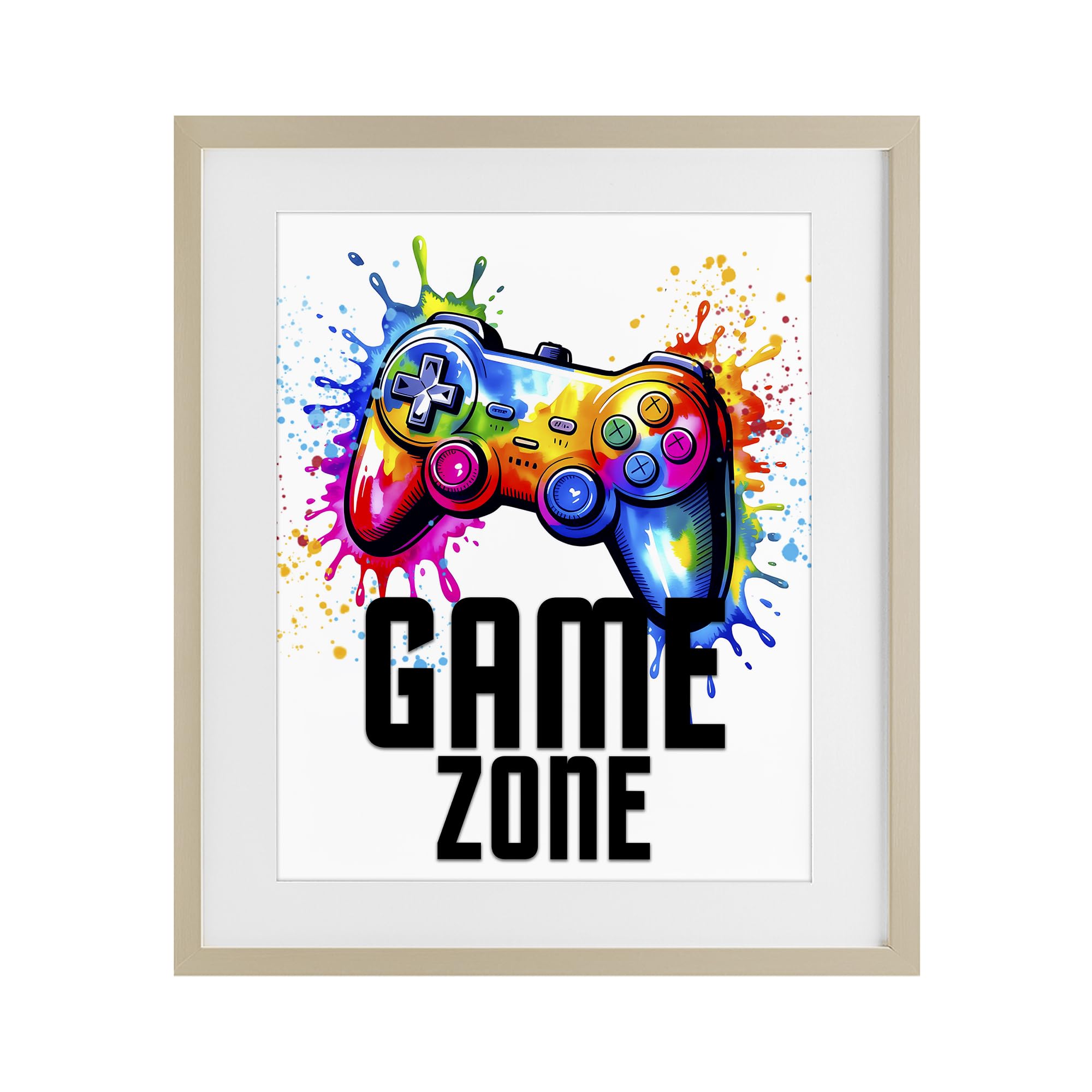 Stupell Industries Harvest Pine (Textured) 'Game Zone Bright Splash'| Framed Print Under Glass