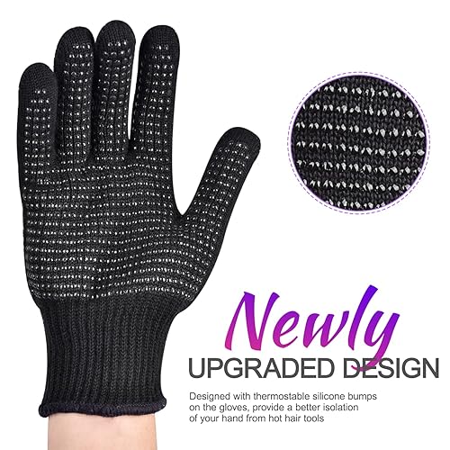 Miniatura 2 de Sopito Guantes resistentes al calor con golpes de silicona, 2 guantes profesionales a prueba de calor para peinar el cabello