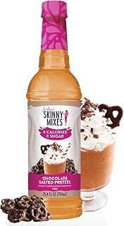 Jordan's Skinny Mixes Syrups Sugar Free Coffee Syrup, Chocolate Covered Pretzel Syrup Flavor, Zero Calorie Flavoring for Latte, Protein Shake, Cocktail & More, Gluten Free, Keto Friendly, 25.4 Fl Oz, 1 Pack