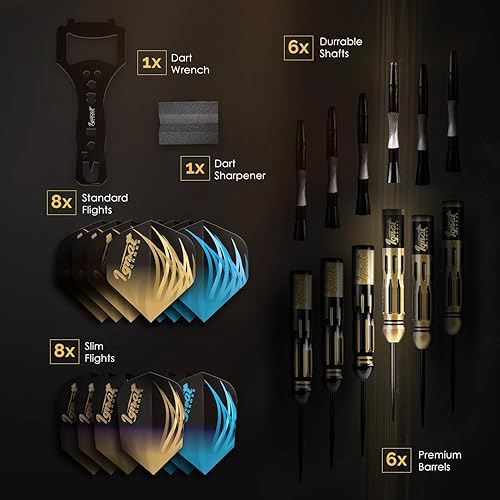 Miniatura 6 de IgnatGames Juego de dardos de punta de acero, paquete de 3612 dardos de latón con estuche exquisito, ejes de aluminio, 2 juegos de vuelos,