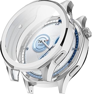 For HUAWEI WATCH GT 5 46mm ケース ファーウェイ WATCH GT 5 46mm ソフトケース【larfbulroc】全面保護 耐衝撃 柔らかい メッキ 脱着簡単 TPU ウオッチ 保護ケース 超薄型 カバー HUAWEI WATCH GT5 46mm バンパー 対応(シルバー)