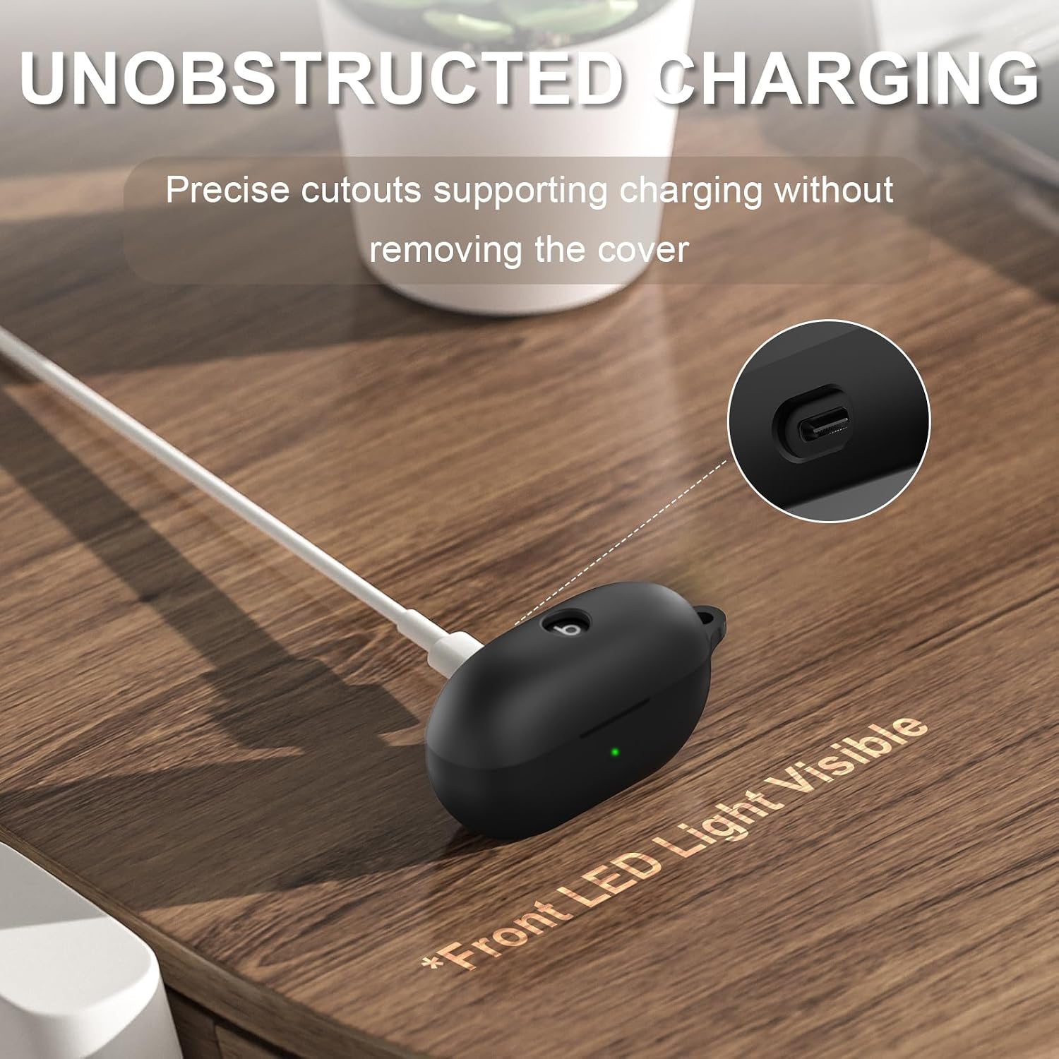 Compatible with Beats Solo Buds Case Cover, Soft Silicone Shockproof Protective Skin Case for Beats Solo Buds Wireless Earbuds, with Carabiner (Black)