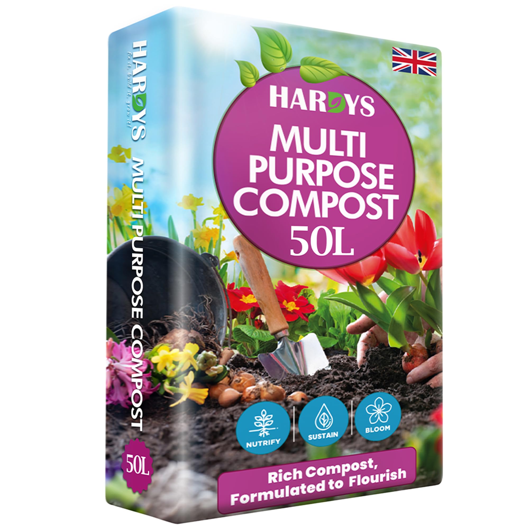 Hardys 50L Multi Purpose Compost - Potting & Seed Compost for Outdoor Plants | All Purpose Indoor Plants Potting | Nutrient Rich Fertiliser for Garden, Pots, Planter Beds
