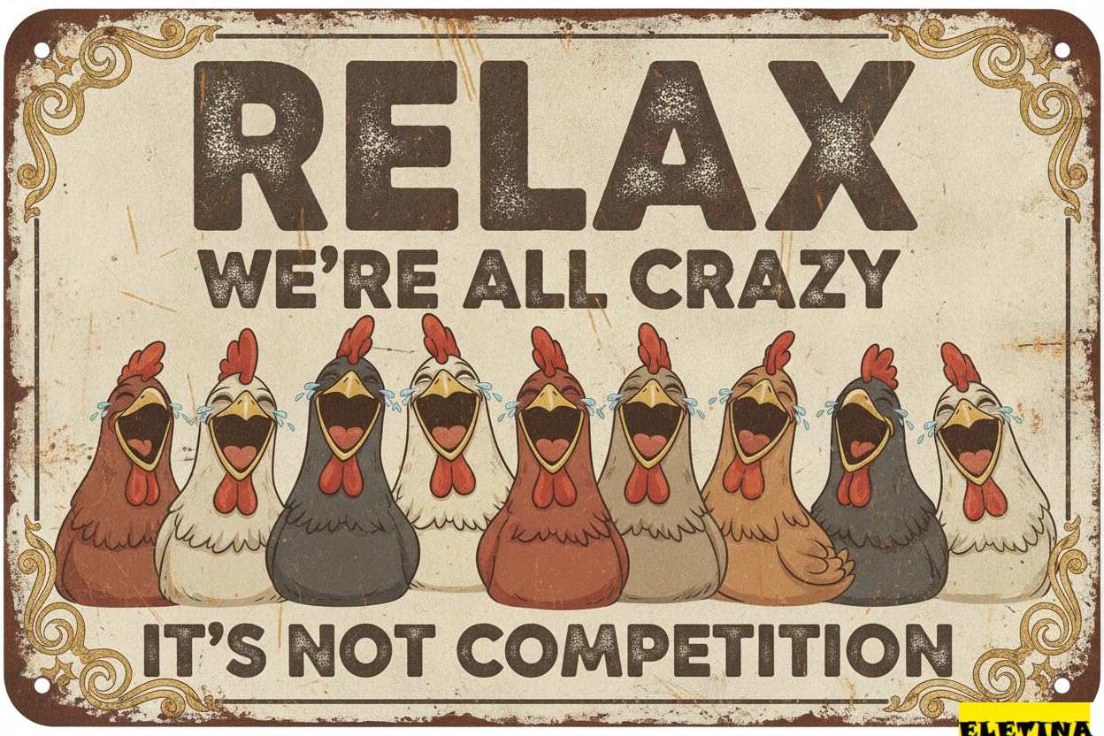 Personalized Sign for Man Cave Funny Chicken Coop S - Vintage Metal Tin crelax We're All Crazyd Chicken Lovers Gifts Outdoor Home Farm Art Decor 8x12 Inch Private Property Decorative