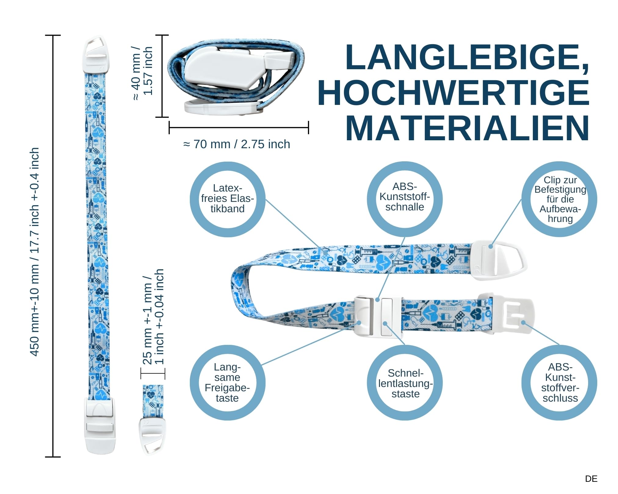 Medizinisches Tourniquet mit Korallenriff/Ozeanfisch-Muster mit ABS-Kunststoff-Schnalle, latexfrei, elastisches Band, perfekt für Ärzte, Krankenschwestern, Studenten und Sanitäter