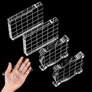 Mabor 4Pcs Acrylic Blocks for Stamping, Acrylic Stamp Blocks, Clear Stamping Tools Set with Grid Lines for Scrapbooking DIY Crafts Card Making
