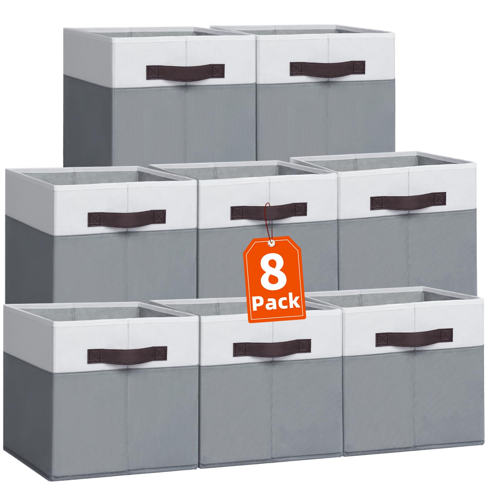 Criusia Storage Cubes for Cube Organizer - 13 inch Fabric Storage Bins for Organizing Clothes Toys Blanket -8 Pack Versatile Storage Baskets for Shelves/Storage and Organization for Bedroom RV Closet