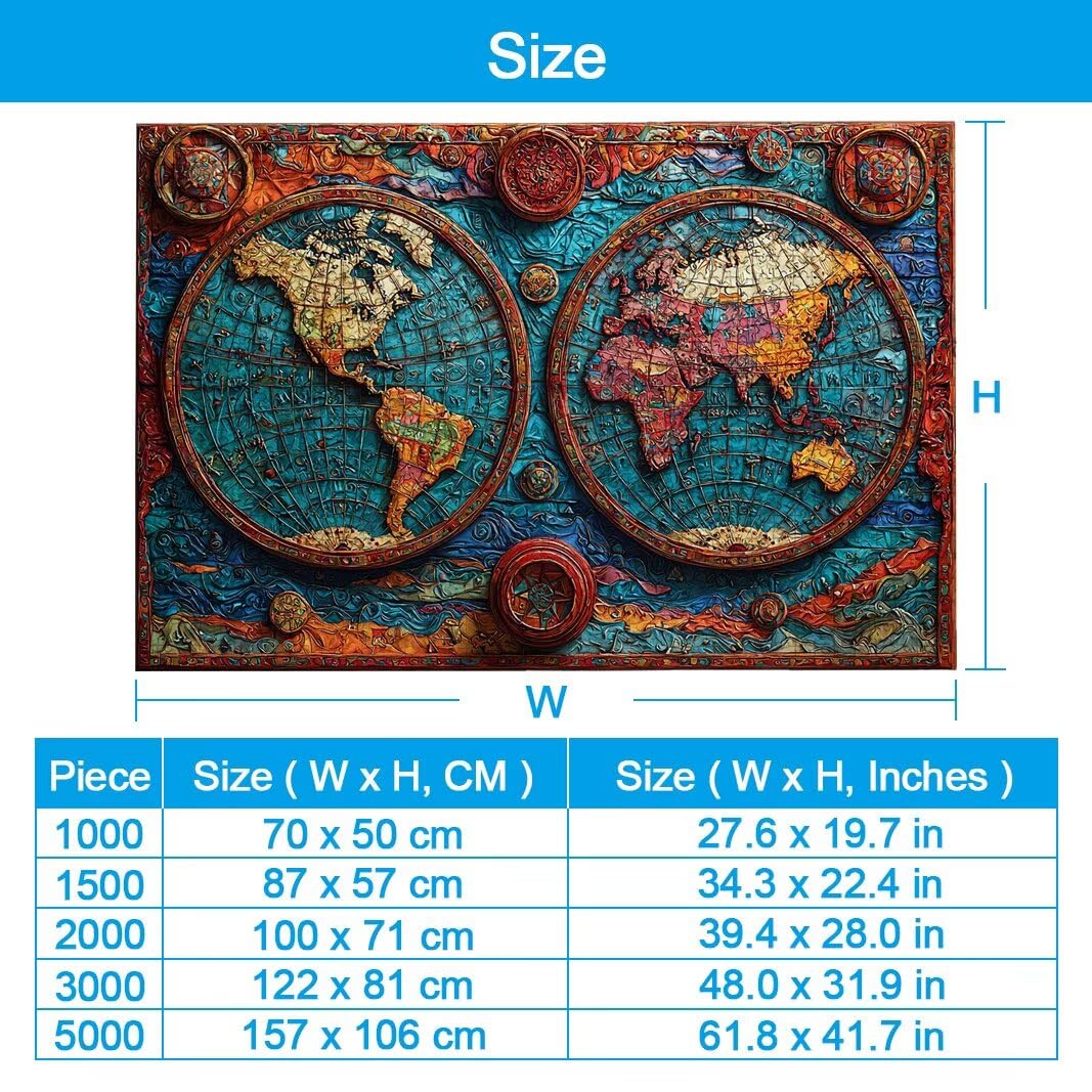Puzzle 3000 Pièces Adultes, Puzzle 3000 Pieces Carte, Cadeau Femme -1996