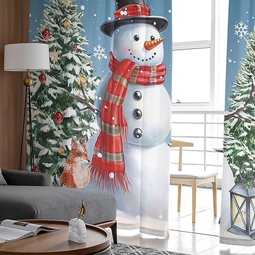 Miniatura 4 de Cortinas traslúcidas de Navidad de 84 pulgadas de largo, juego de 2 paneles de cortinas de cocina con bolsillo para barra de Navidad, cortinas