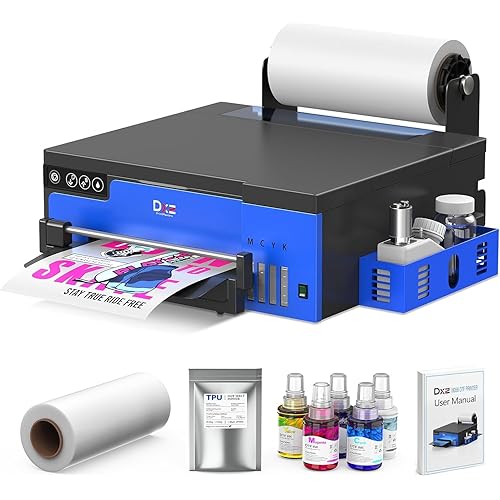 DXZ A4 XP600 DTF Printer Max 500mm/s High Speed Printing 2025 New Version with White Ink System 2880 DPI for Diversed Fabrics,2-Year Ink Included
