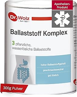 Dr. Wolz Ballaststoff Komplex 300g Pulver - Natürlicher Mix - Mit Guarkernfasern, Akazienfasern & Maisfasern (resistentes Dextrin) - Ballaststoff Pulver wasserlöslich - geschmacksneutral