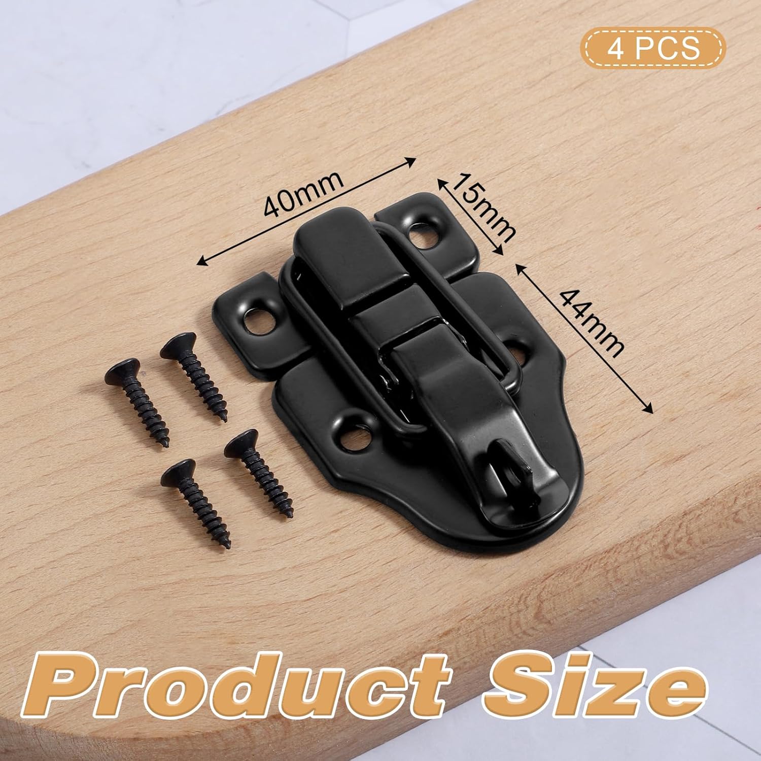 4 PCS Black Toggle Hasp Latches Hardware with Screws, Metal Duck Billed Box Hasp Lock Toggle Latch Catch Tool Box Buckle Latches Hardware Replacement Chest Latche for Cabinet Jewelry Wooden Boxes