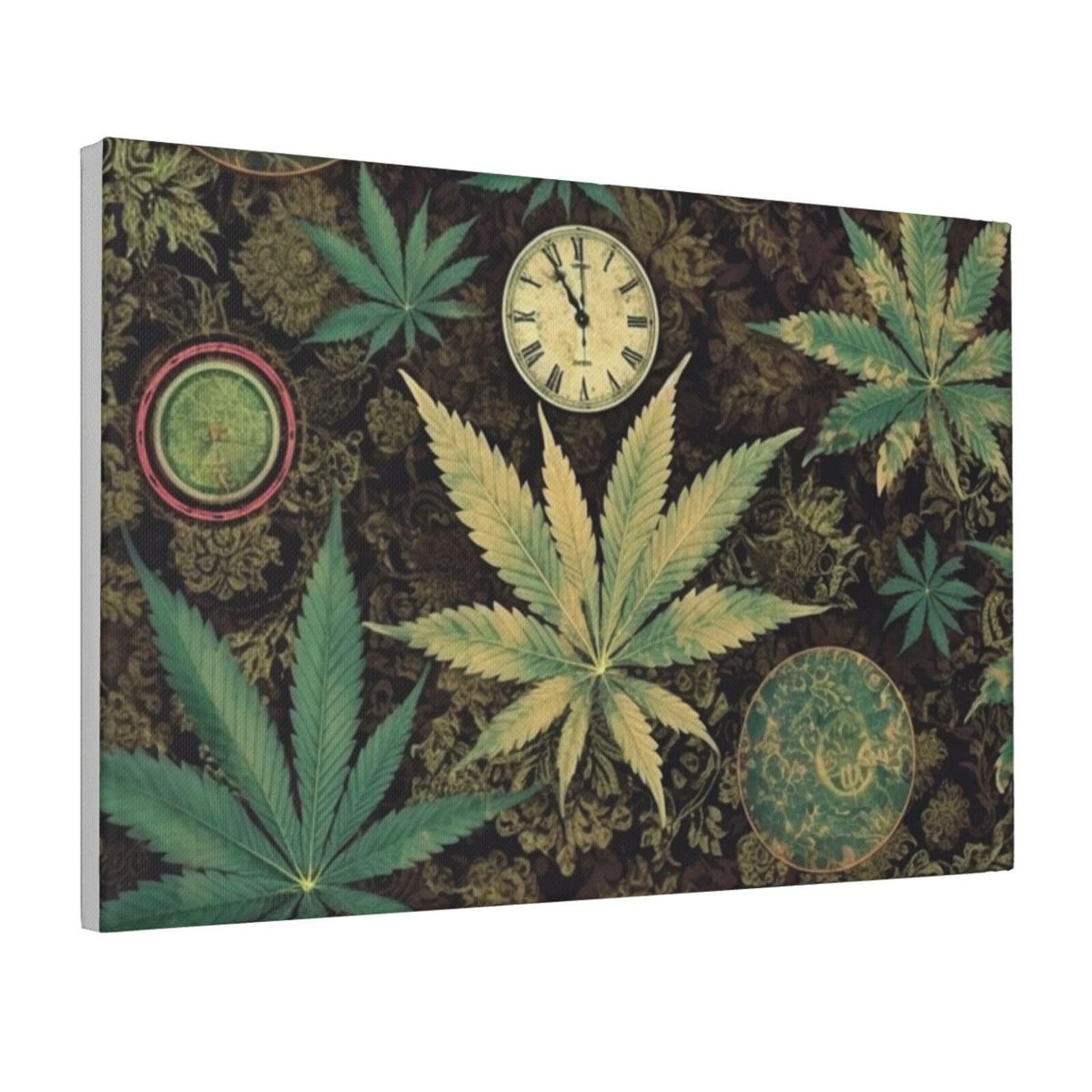 Framed Wall Art for Living Room Art Work, A Puff in Time Weed Marijuana Picture Prints Modern Office Wall Paintings Poster Aesthetic Wall Decorations for Home Decor Ready To Hang 16"x24"