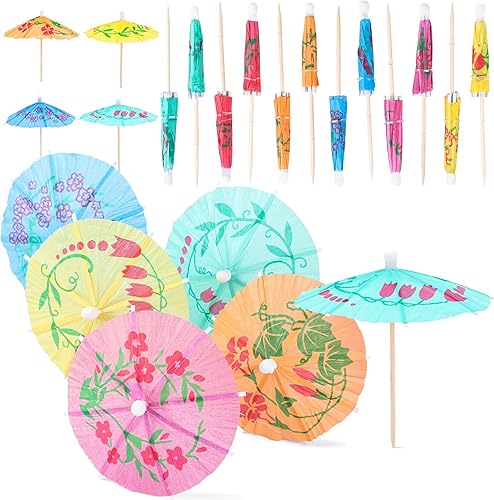 Elcoho 360 piezas paraguas cóctel selecciones multicolor papel cóctel bebida paraguas Tiki bar papel Cupcake para Hawaiian tropical fiesta