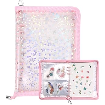 4 in 1 Aufkleber-Organisator A5 Sticker Album Stickerbuch mit 140 Taschen und 20 Blatt Wiederverwendbares TrennpapierRosa