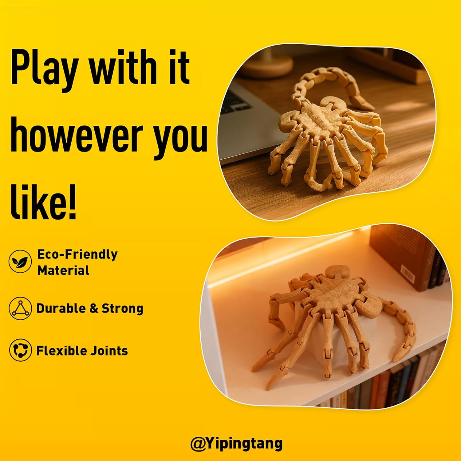 Yipintang 1/4 Scale Poseable Facehugger Model, 12-Inch 3D Printed Action Figure Accessory for Alien Collectibles, Diorama, Display, and Horror Scene Decoration