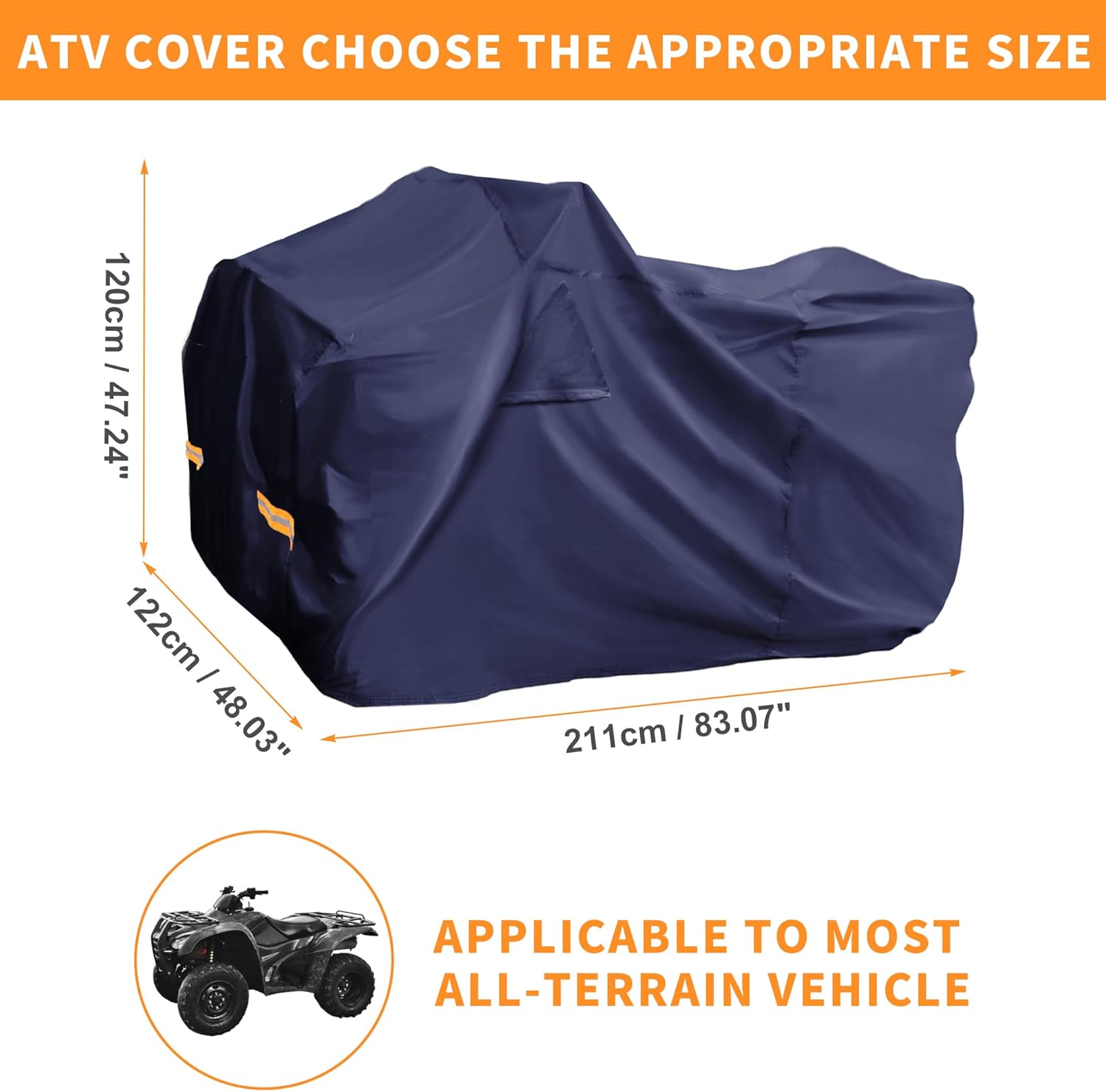 X AUTOHAUX ATV Cover for Polaris Sportsman 450 570 Waterproof 4 Wheelers Quad Cover for Polaris Sportsman 570 Premium Outdoor Sun Rain Protection Navy Blue 215x122x120cm