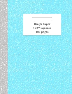 1/2 Inch Squares Graph Paper Notebook for Kids: Large Grid Paper for Elementary School Math, Addition, Subtraction, Multiplication & Division, 100 Pages