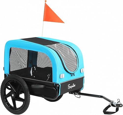 Miniatura 2 de Sepnine Remolque de bicicleta para perro, carrito de perro para bicicleta, adecuado para mascotas pequeñas y medianas, marco de carrito fácil de
