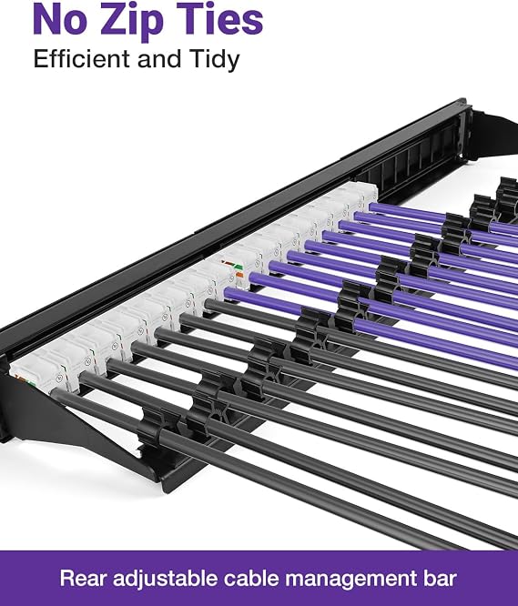 VCE 24-Port Patch Panel, Blank Keystone Rackmount, 19 inch 1U