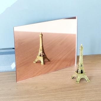 1/8Set of 2 Rose Gold Mirror Sheets,Acrylic Plastic Mirror Sheet with Finished Polished Edges Actual Size 11.875" x 11.875"