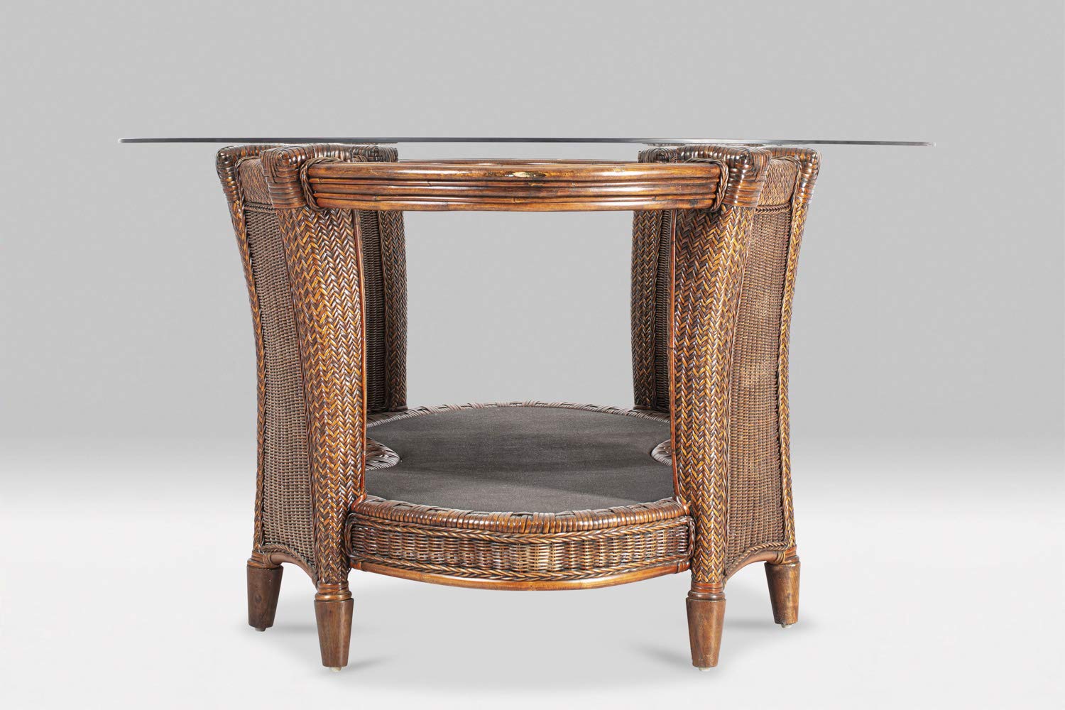 Tavolo di design in rattan ovale – Scrivania con piano in vetro – Tavolo da ufficio – Chef tavolo – California
