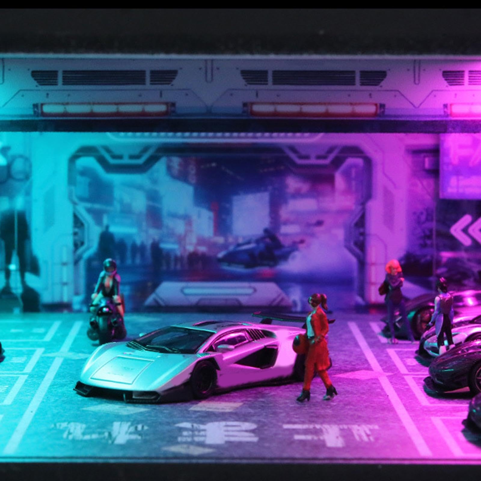 Vitrine für Modellautos Im Maßstab 1:64, Garagendiorama, Miniaturszene