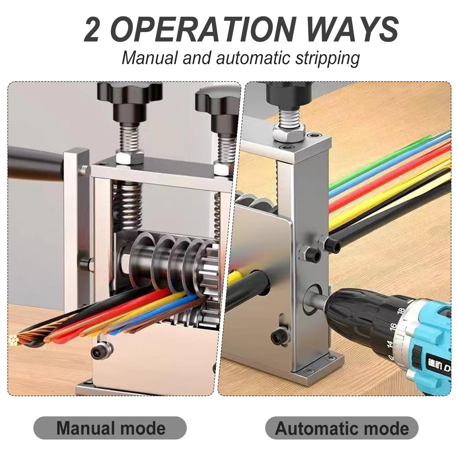 Máquina pelacables manual, peladora de cables con manivela, 2 en 1, máquina pelacables manual o eléctrica, diámetro pelable 1-17 mm, para reciclaje de alambre