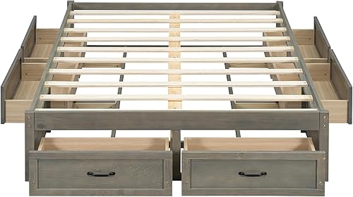 Miniatura 124 de SOFTSEA Cama de almacenamiento de tamaño individual con cajones de almacenamiento, no necesita somier (cereza) Cereza,Blanco,Gris (Antique