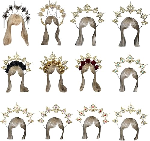 Vista 2 de DGFJY Festival Hair Accessories Women Students Halloween Hairband Cosplay Angel Aureole Headbands Performances Hair Hoop Hair