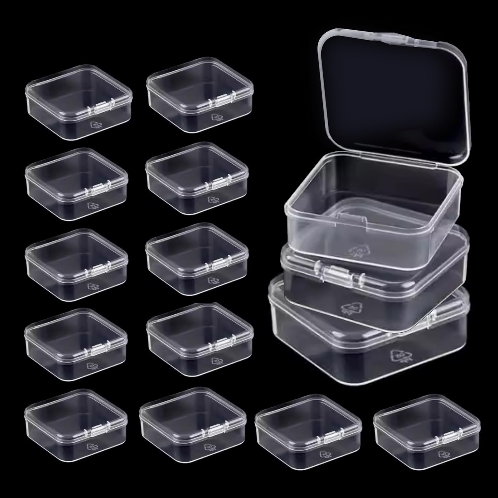 Quyueug White 15Pcs Plastic Bead Storage - Portable Clear Compartments,Small Storage Box With Lid For Beads, Jewelry Making & Craft Supplies