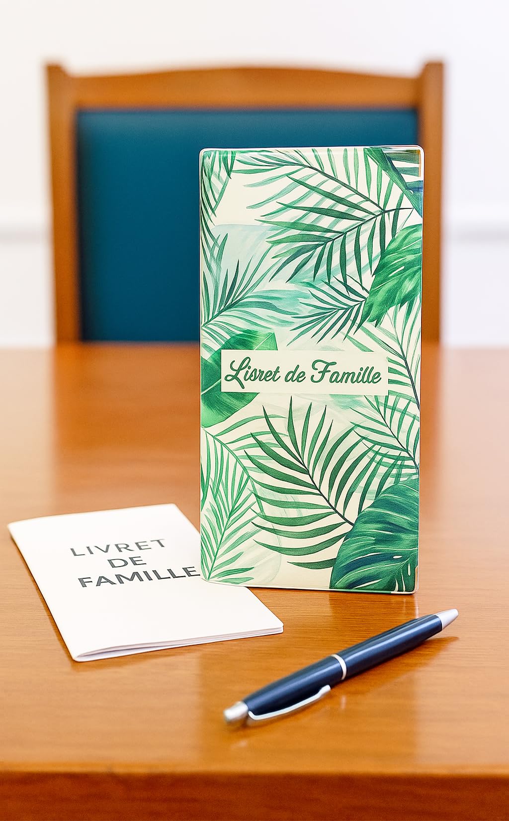 Étui Livret de Famille Protège-Livret Officiel en Gomme Expansée Format Mairie Tropical Vert