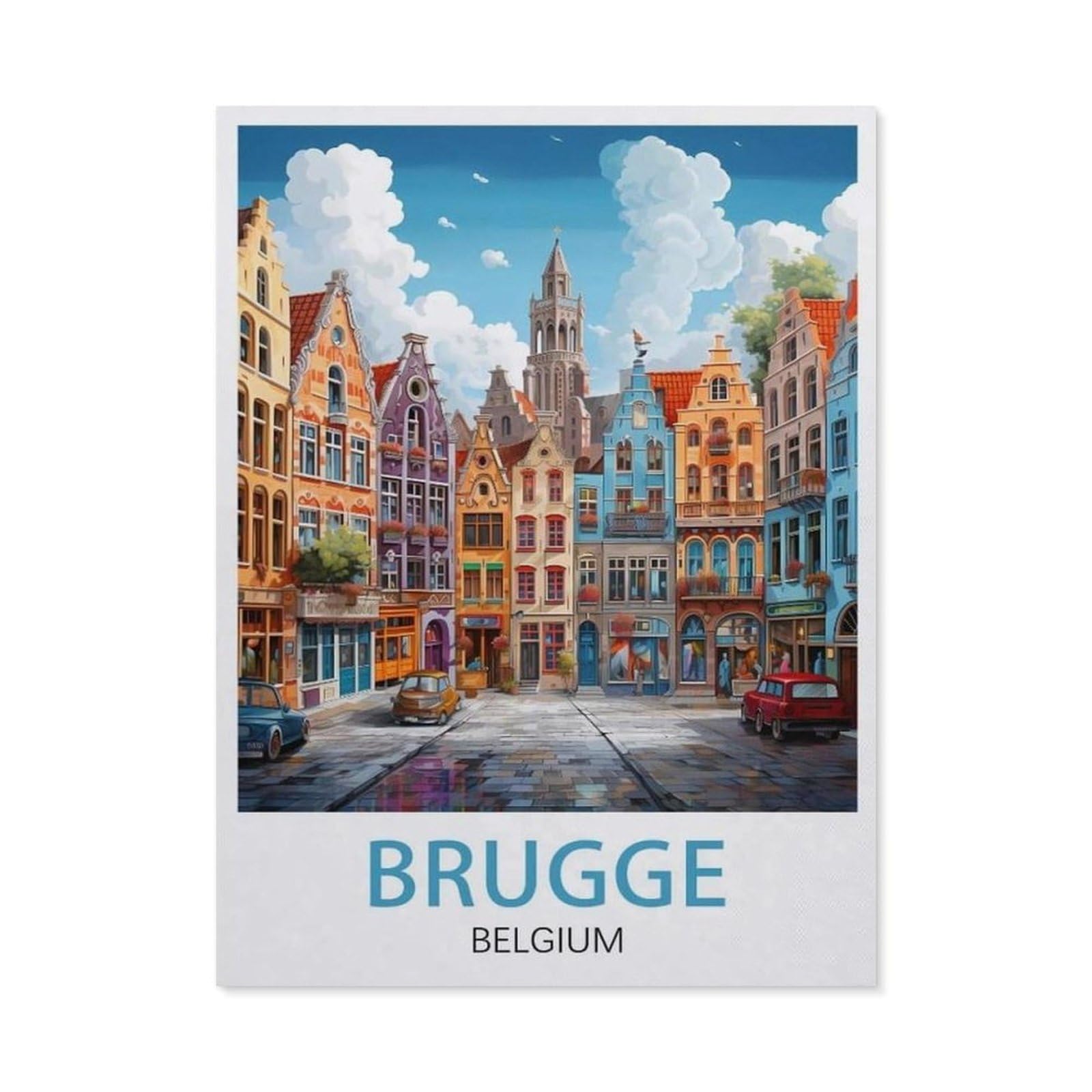 Funny Metal Tin Sign Wall Decor，Brugge Belgium(30x40cm）