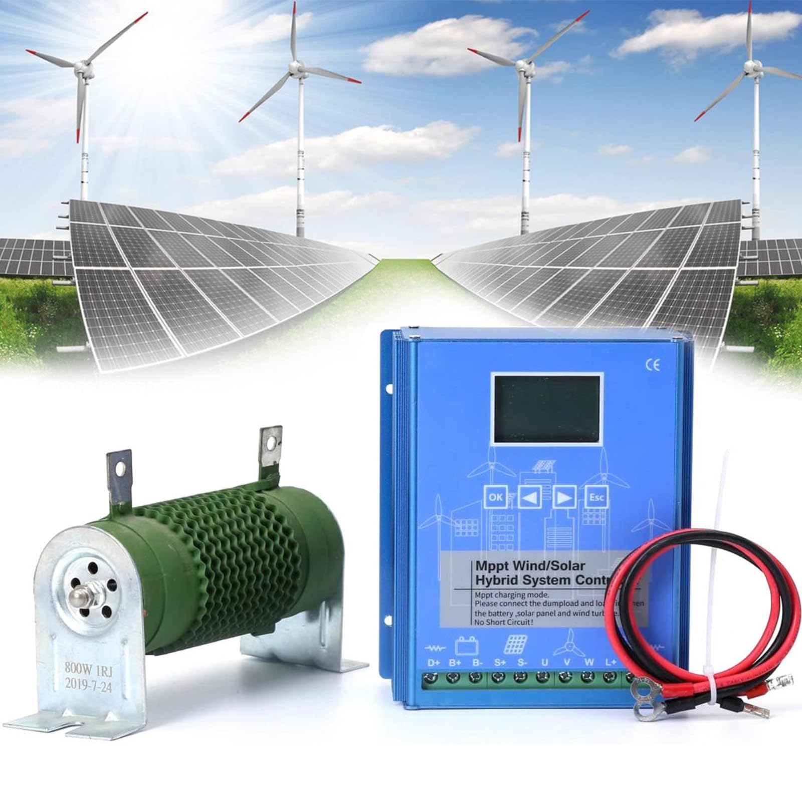Hybrydowy regulator ładowania MPPT z obciążeniem zrzutowym do systemów turbin wiatrowych i paneli słonecznych, automatyczna regulacja napięcia 12 V-110 V