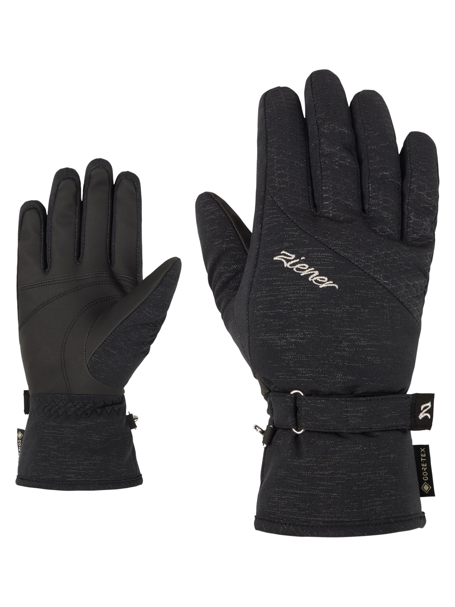 Ziener Damskie rękawice narciarskie KLAIRE/do sportów zimowych | Gore-Tex, bardzo ciepłe, czarny tusz spark, 7,5