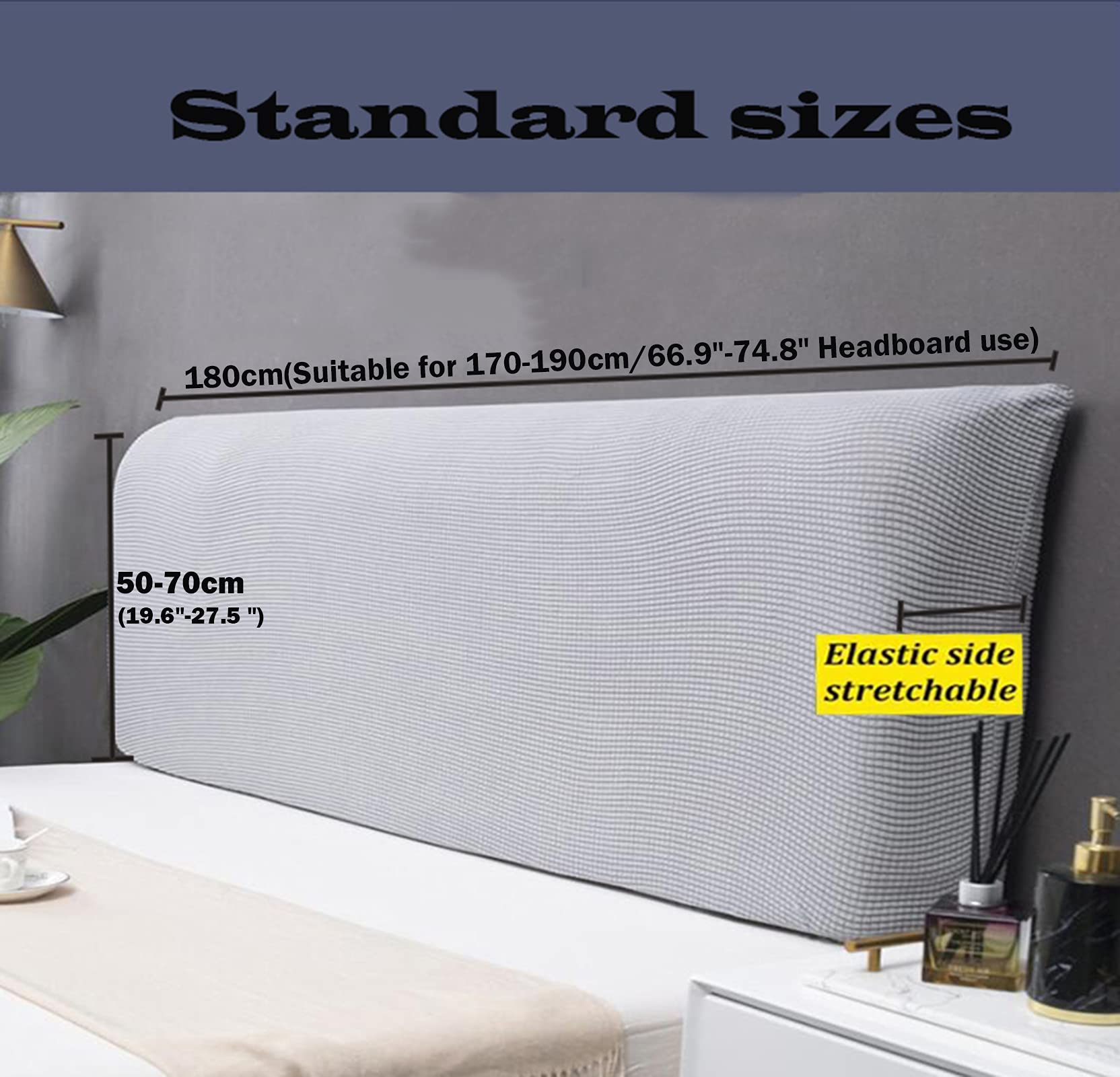 Copritestiera Letto Matrimoniale Elastico - Bianco, Per Testiera 71-79", Tessuto Spandex Morbido - Foto 6