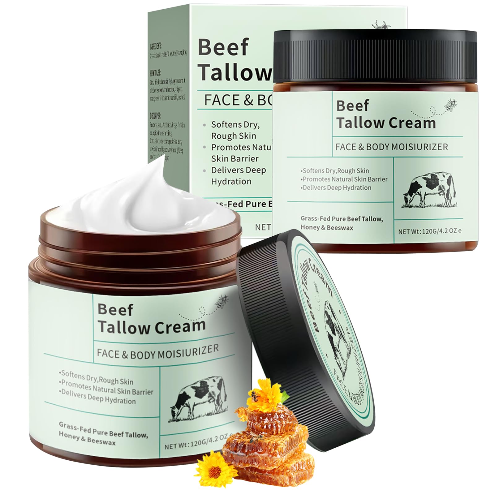 UptVin 2Pcs Beef Tallow for Skin 120g