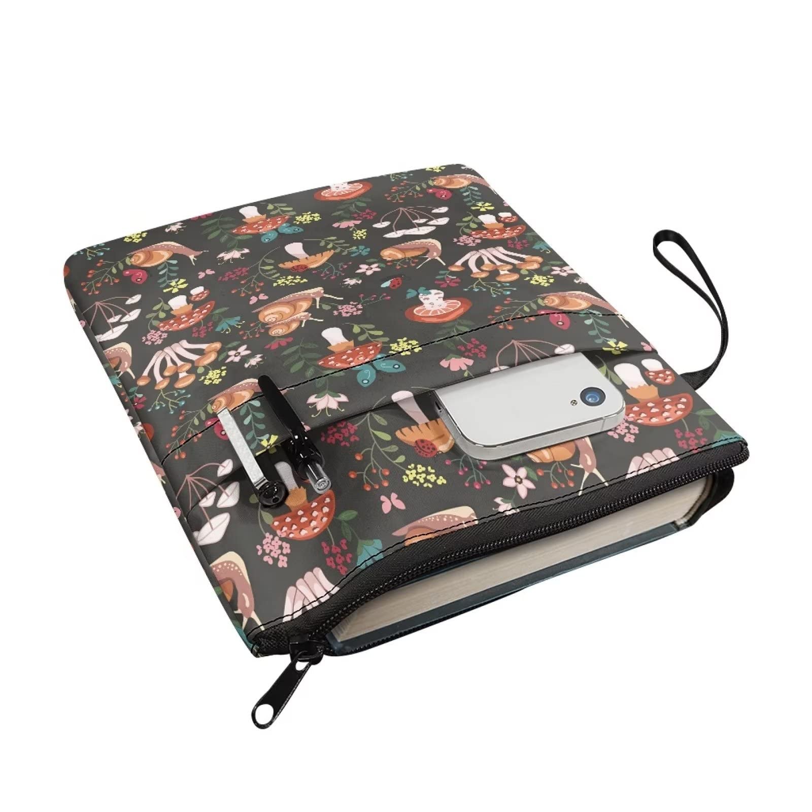 Poceacles Book Covers for Hardcover Snail Mushrooms Flowers Printed Paperback Book Sleeve Protector Bible Bag Zipper Storage Pouch Purse for Women Men - Image 3