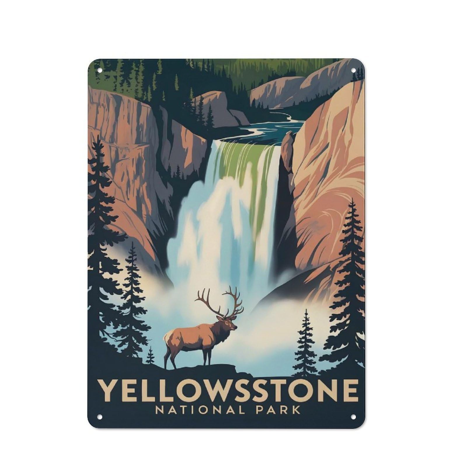 Junmoney Style-21 Yellowstone National Park Vintage Style Vintage Metal Sign 40X30cm, Vintage Bistro Wall Plaque For Coffee Bar, Small Shop Or Dining Room