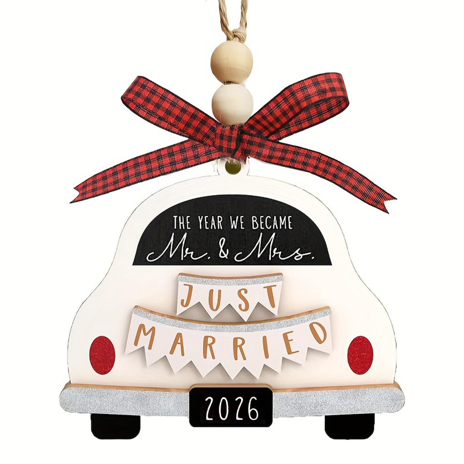 Wedding Gifts,2026 Mr and Mrs Wooden Hanging Ornament Married Rustic Wedding Gifts for Couples, Bride and Groom - Just Married Keepsake for Engagement, Bridal Shower & Newlyweds Car Decoration