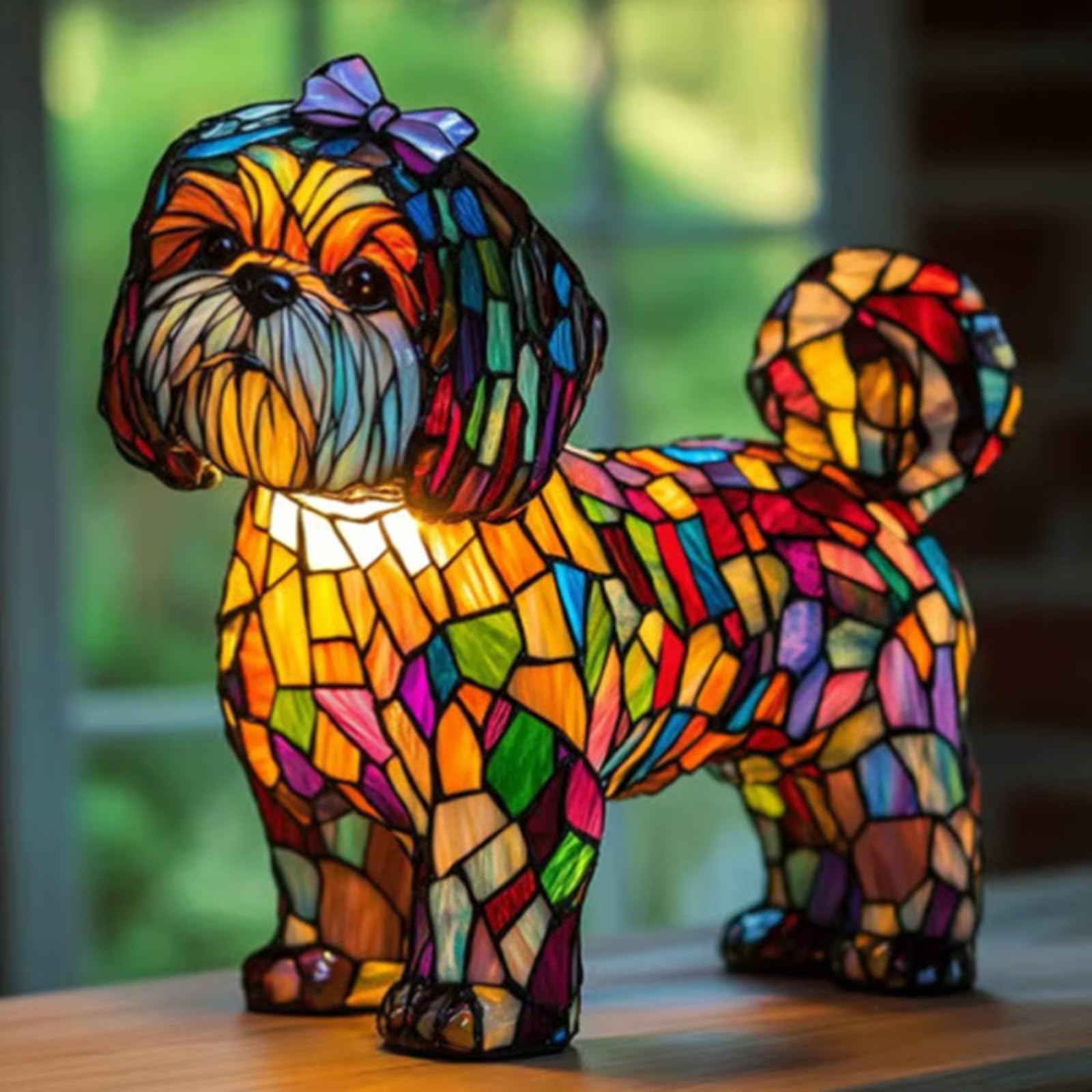 XIAOGUDONG Led Cat And Dog Series Art Night Light, Animal Style Resin Table Lamp, Art Coloured Animal Figurine, Vintage Animal Home Decor Resin Lamp, Fun Gift for Dog Lovers,40