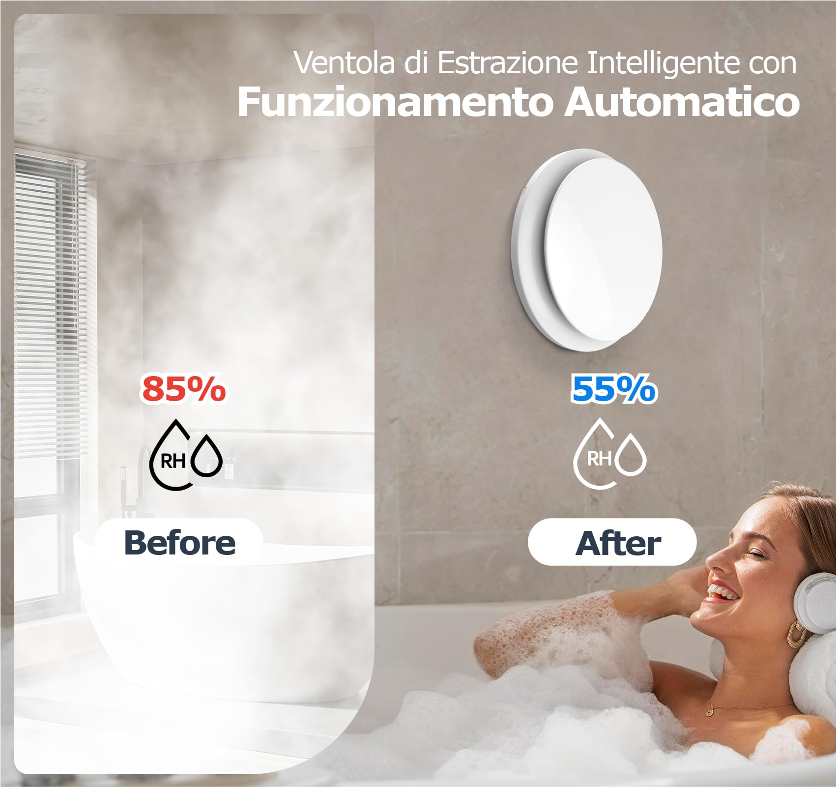 Aspiratore Bagno 100mm con Sensore di Umidità, Temperatura e Timer, Display Temperatura e Umidità in Tempo Reale Estrattore Aria Silenzioso, Ventola Spirazione Ventilatore con Telecomando